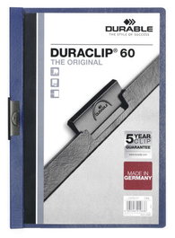 Durable Carpeta Duraclip Dossier Pinza Lateral Azul Oscuro Capacidad 60 Hojas Din A4 Polipropileno