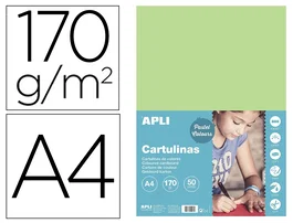 Apli Cartulina Verde Claro A4 170 g/m² (50 hojas)