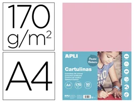 Apli Cartulina Rosa Din A4 170g/m2 Paquete 50 Hojas