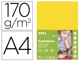 Apli Cartulina DIN A4 170 g/m² Amarillo Pack de 50 Hojas