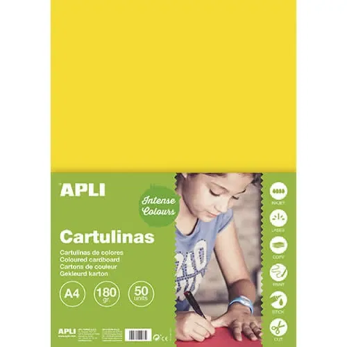 Apli cartulina a4 170 gr pack de 50h amarillo
