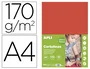 Apli Cartulina A4 170g/m2 Rojo, Paquete de 50 Hojas para Manualidades y Proyectos Escolares