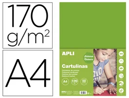 Apli Cartulina Verde Hierba 170 g/m² DIN A4 (50 hojas)