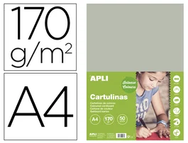 Apli Cartulina Gris A4 170 g/m² de 50 Hojas