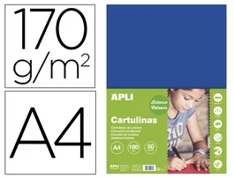 Apli Cartulina DIN A4 azul oscuro 170 g/m² paquete de 50 hojas