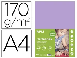 Apli Cartulina Violeta Din A4 170 g/m² Paquete de 50 Hojas