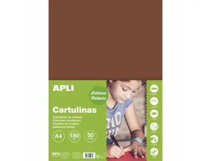 Apli Cartulina Marrón DIN A4 170 g/m² de 50 Hojas Apli Cartulina Marrón DIN A4 170 g/m² de 50 Hojas