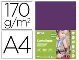 Apli Cartulina Morada A4 170 g/m² de 50 Hojas