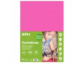 Apli Cartulina Fucsia A4 170 g/m² Pack de 50 Hojas