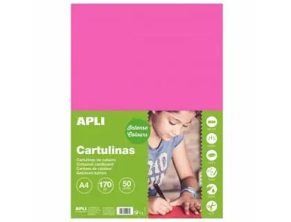 Apli Cartulina Din A4 170 g/m² Fucsia - Paquete de 50 Hojas para Manualidades y Scrapbooking Apli Cartulina Din A4 170 g/m² Fucsia - Paquete de 50 Hojas para Manualidades y Scrapbooking