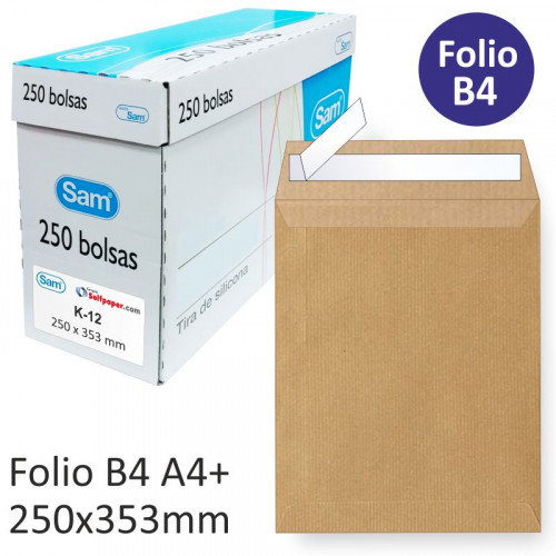 Sam Bolsa K-12 DIN B4 Folio Kraft 250x353mm