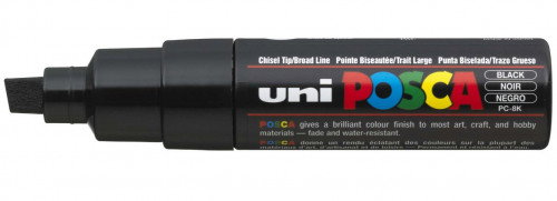 Uni-Ball Posca PC-8K Marcador de Pintura Negro Punta de Cincel 8mm