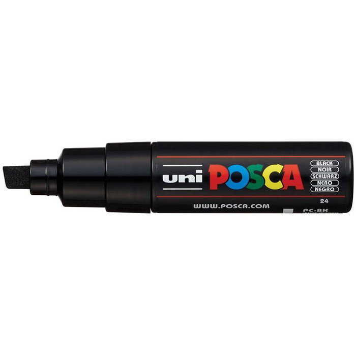 Uni-Ball Posca PC-8K Marcador de Pintura Negro Punta de Cincel 8mm