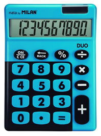 Milan Calculadora Táctil Duo 10 Dígitos Dual, Color Azul, Blister