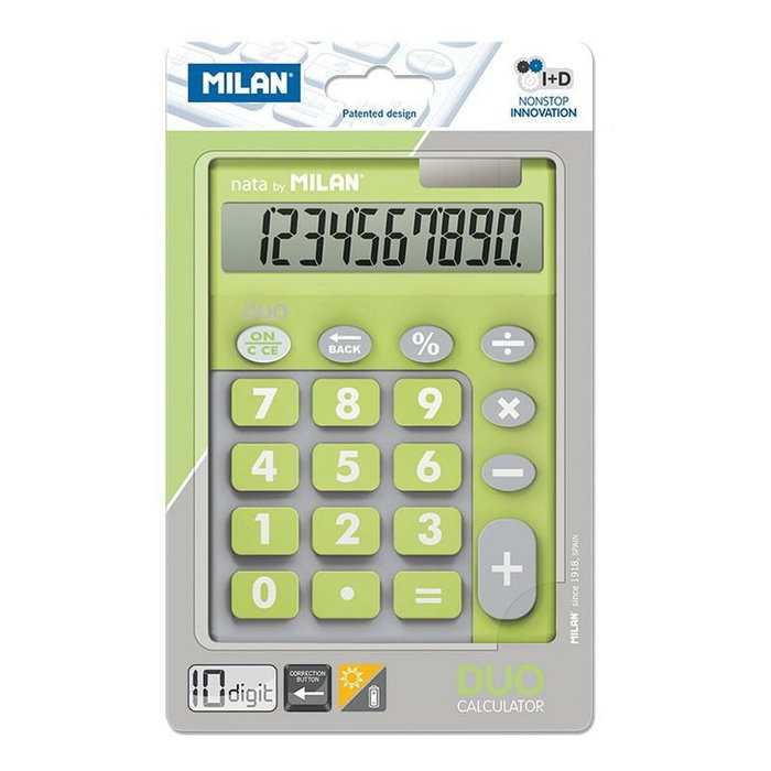 MILAN Calculadora de Sobremesa Milan 10 Dígitos Touch Duo Verde