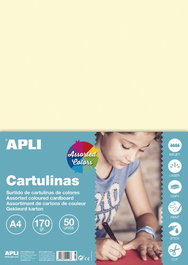 Cartulina A4 Apli 170Gr Paquete De 50 Hojas. Colores Pastel Surtidos