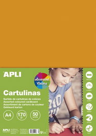 Cartulina A4 Apli 170Gr Paquete De 50 Hojas Colores Intensos Surtidos