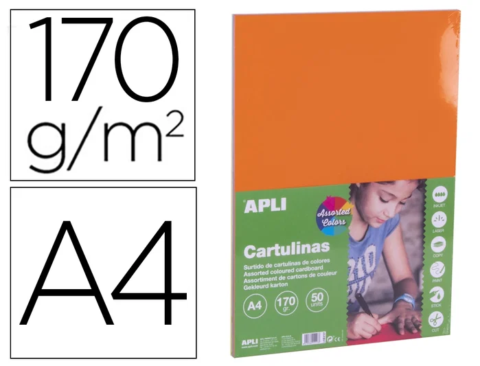 APLI Cartulina A4 Colores Intensos Surtidos 170 g/m² APLI Cartulina A4 Colores Intensos Surtidos 170 g/m²
