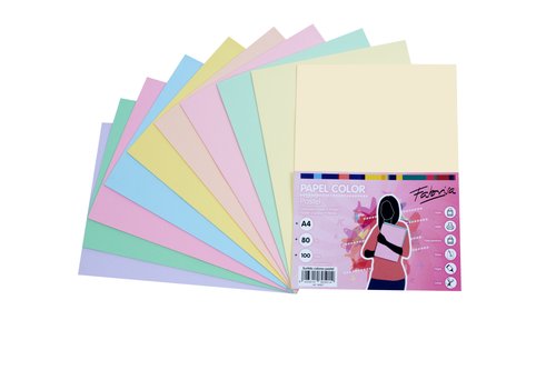 Fabrisa Papel de Colores A4 80g 100 Hojas Colores Pastel Surtidos Fabrisa Papel de Colores A4 80g 100 Hojas Colores Pastel Surtidos