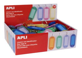 APLI Llavero Etiqueta Apli Colores Translúcidos Surtidos Caja de 100