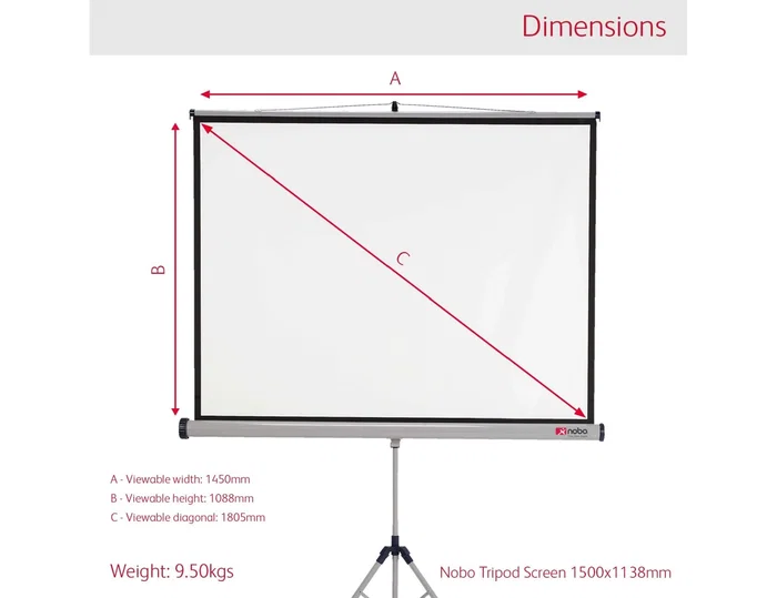Nobo Pantalla de proyección con trípode 1500x1138 mm blanco mate