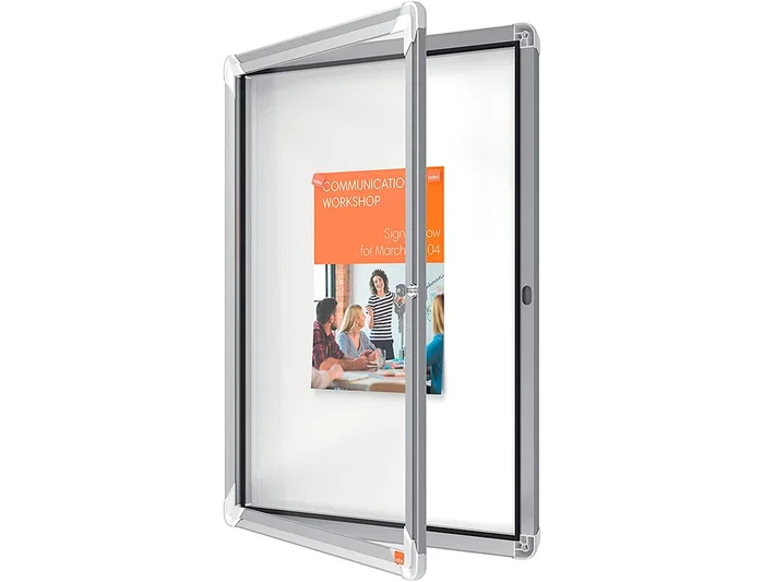 NOBO Vitrina de anuncios Premium Plus magnética blanca para 4 hojas A4