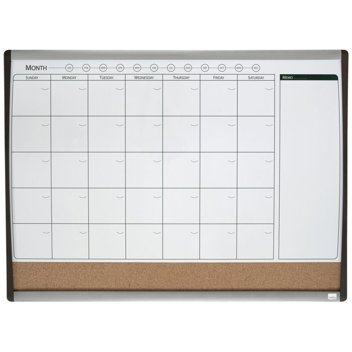 Nobo Planificador Mensual Magnético con Tablero de Corcho 585x430 mm