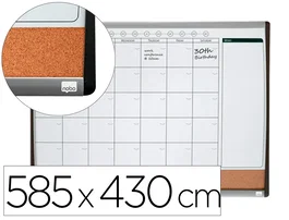 Nobo Planificador Mensual Magnético con Tablero de Corcho 58,5x43 cm