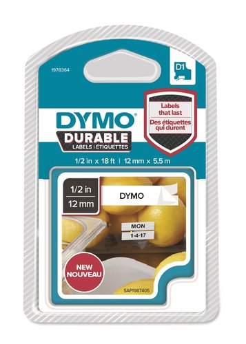 Dymo Cinta D1 Durable 12mm x 5,5m Negro sobre Blanco Dymo Cinta D1 Durable 12mm x 5,5m Negro sobre Blanco