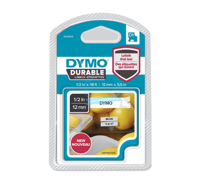DYMO Cinta LM D1 DURABLE 12mmx5,5m Negro/blanco DYMO Cinta LM D1 DURABLE 12mmx5,5m Negro/blanco