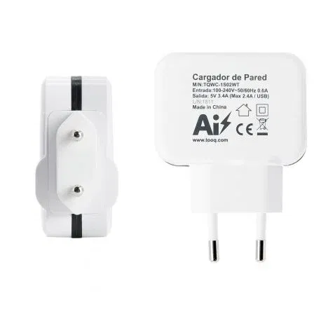 Tooq TQWC-1S02WT Cargador de Pared 2 Puertos USB 17W Blanco