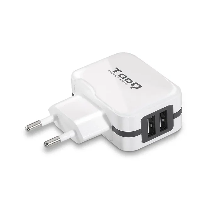 TooQ Cargador de Pared USB con Tecnología IA, 2 Puertos, 5V 3.4A (17W), Blanco - TQWC-1S02WT
