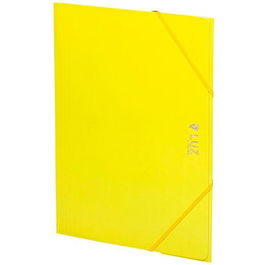 Carchivo Carpeta 3 Solapas Folio con Gomas Cierre, Cartón Plastificado Brillo Luz Amarillo