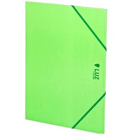 Carchivo Carpeta 3 Solapas Folio Cartón Brillo Goma Cierre Luz Verde