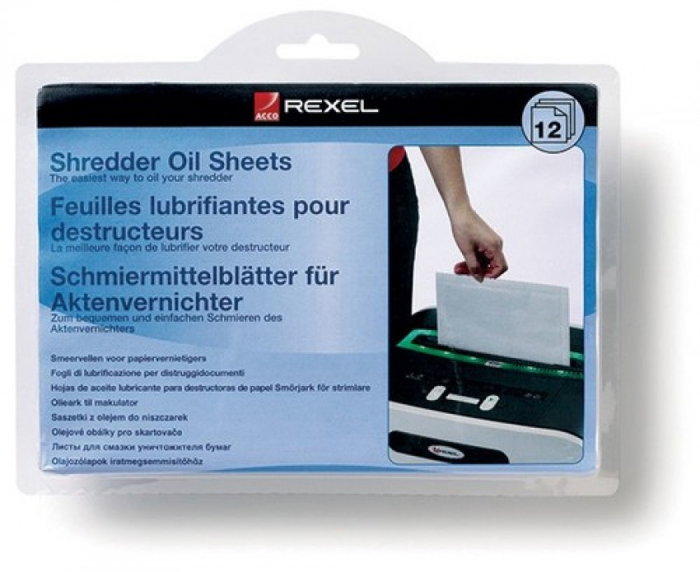 Rexel Hojas de Aceite Lubricante para Destructoras Din A5, Pack de 12