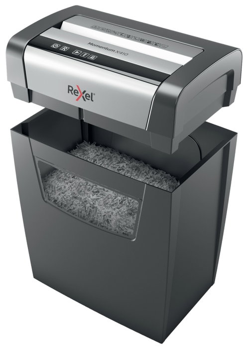 Rexel Momentum X410 Destructora de Papel Corte Confeti Negro/Gris Rexel Momentum X410 Destructora de Papel Corte Confeti Negro/Gris