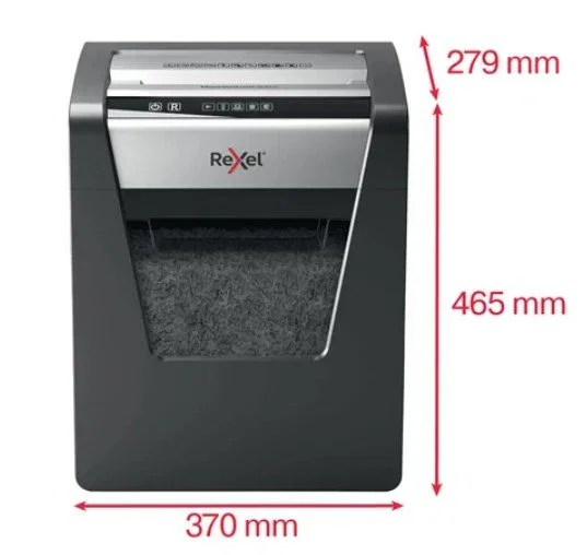 Rexel Momentum X415 - Trituradora de Papel de Corte Cruzado Nivel de Seguridad P-4 (4x40mm) para 15 Hojas, Silenciosa 58dB, Negro/Gris