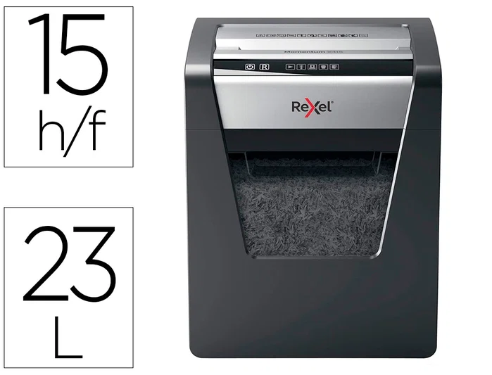 Rexel Momentum X415 Destructora de Papel Negro con Corte de Partículas P4 Rexel Momentum X415 Destructora de Papel Negro con Corte de Partículas P4