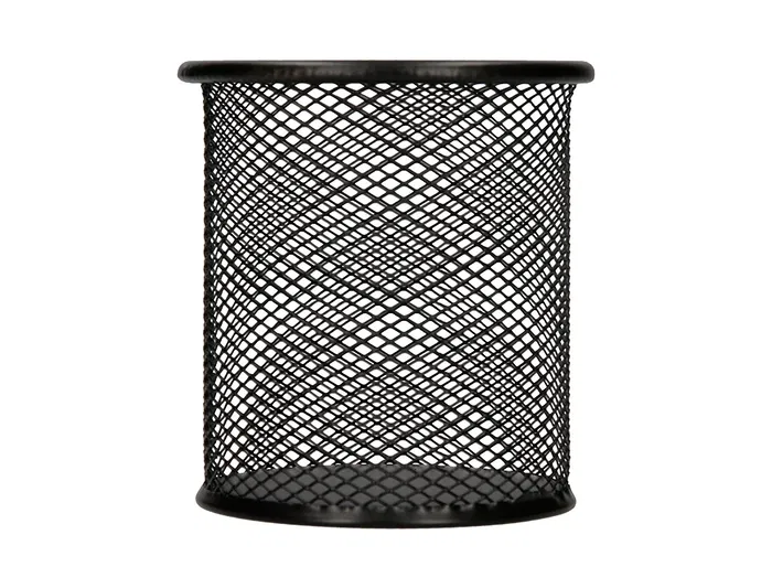 Q-connect Cubilete portalápices Negro Metal Rejilla Redondo Diámetro 86 mm Alto 105 mm