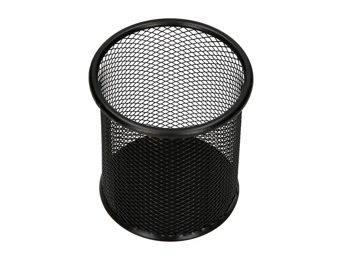 Q-connect Cubilete portalápices Negro Metal Rejilla Redondo Diámetro 86 mm Alto 105 mm