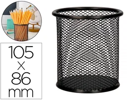 Q-connect Cubilete portalápices Negro Metal Rejilla Redondo Diámetro 86 mm Alto 105 mm