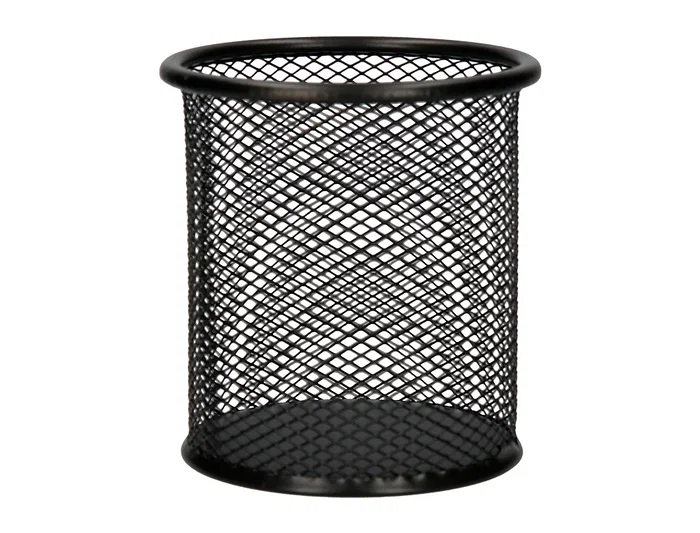 Q-connect Cubilete portalápices Negro Metal Rejilla Redondo Diámetro 86 mm Alto 105 mm