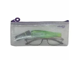 Office Box Bolsa multiusos de malla para lápices con cremallera morada 90x200 mm