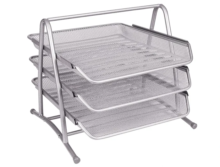 Q-connect KF00822 Bandeja sobremesa metálica rejilla plata 3 bandejas movibles 350x278x275 mm