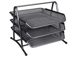 Q-connect KF00823 Bandeja Sobremesa Metalica Rejilla Negra 3 Bandas Movibles 350x278x275 mm