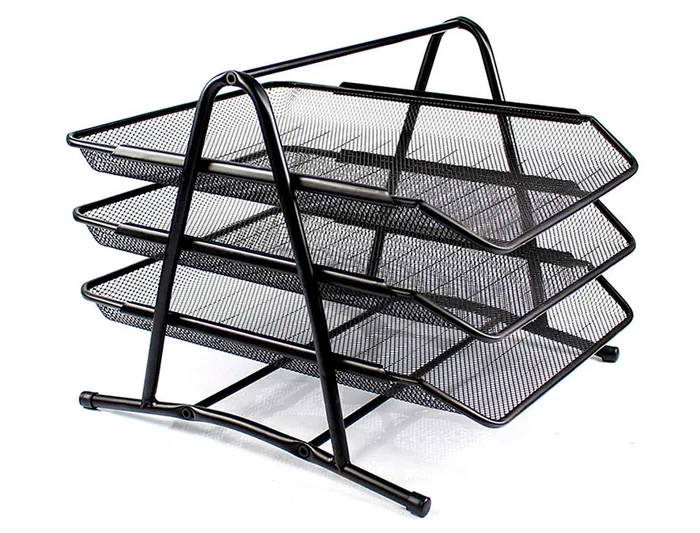 Q-connect KF00823 Bandeja Sobremesa Metalica Rejilla Negra 3 Bandas Movibles 350x278x275 mm