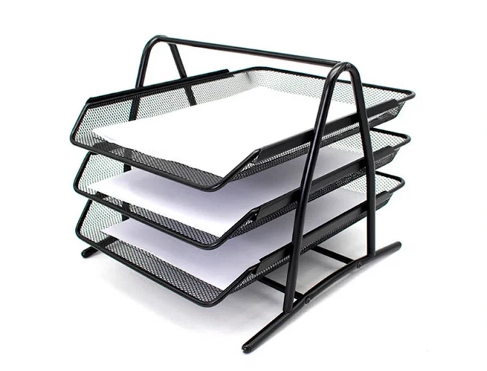 Q-connect KF00823 Bandeja Sobremesa Metalica Rejilla Negra 3 Bandas Movibles 350x278x275 mm