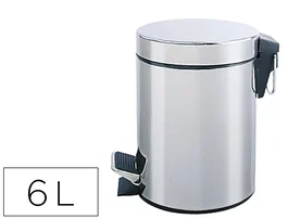 Q-connect Papelera de Metal con Pedal Cromada 32x21 cm Capacidad 6 Litros