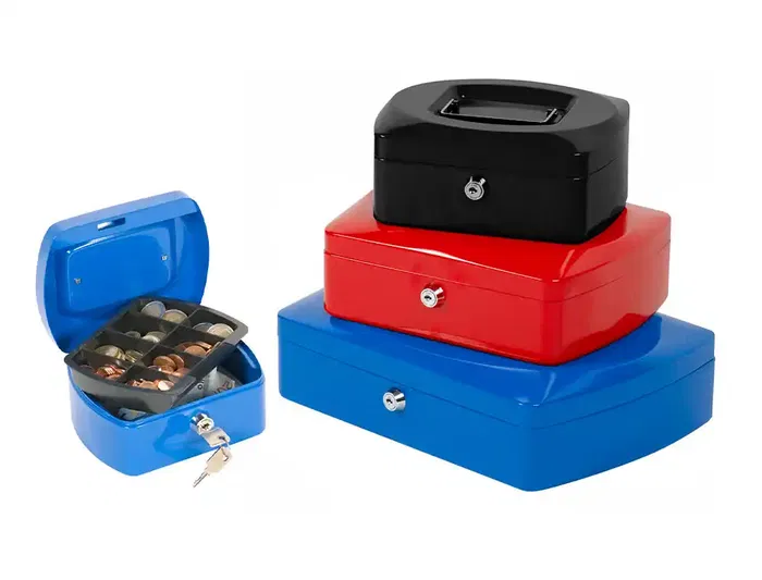 Q-connect Caja caudales 6/ 152x115x80 mm Negra con Portamonedas y Clasificador de Monedas