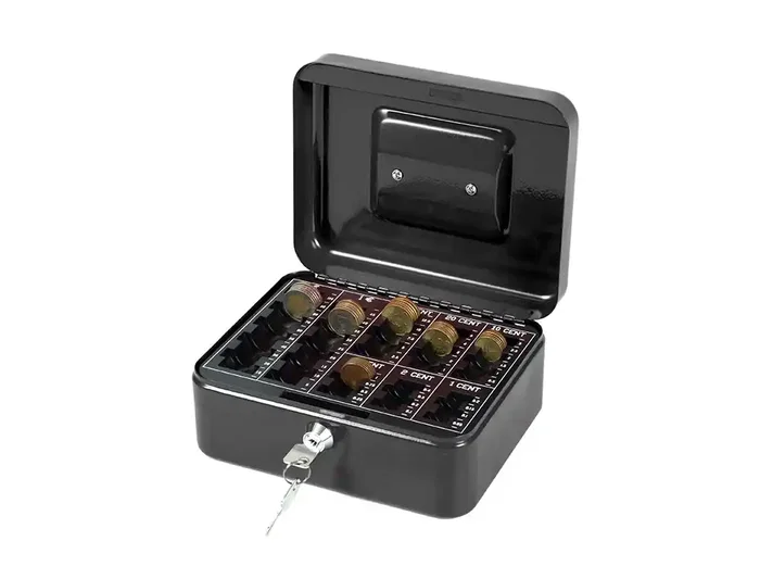 Q-connect Caja Fuertes 8/" 200x160x90 mm Negra con Portamonedas